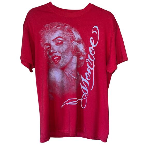 Red Short Sleeve Crew Neck Marilyn Monroe Graphic Print T-Shirt Size Medium - Picture 2 of 7